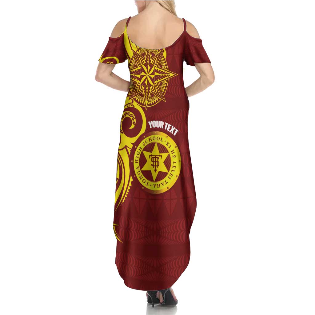 Personalised Tonga High School Summer Maxi Dress THS Tongan Ngatu Pattern - Polynesian Pride