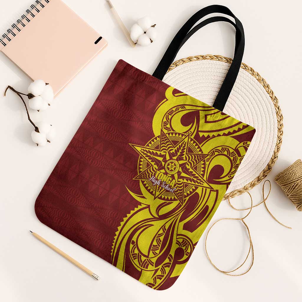 Personalised Tonga High School Tote Bag THS Tongan Ngatu Pattern - Polynesian Pride
