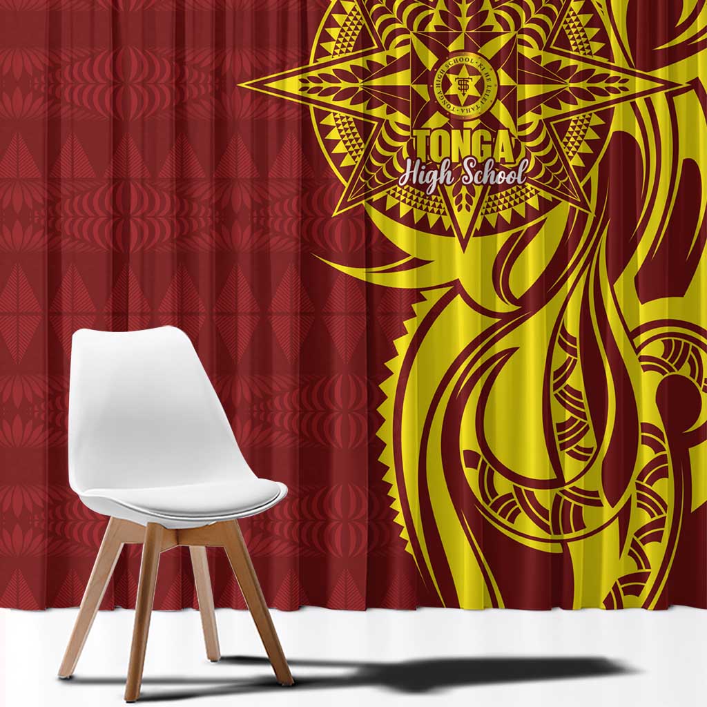 Personalised Tonga High School Window Curtain THS Tongan Ngatu Pattern - Polynesian Pride