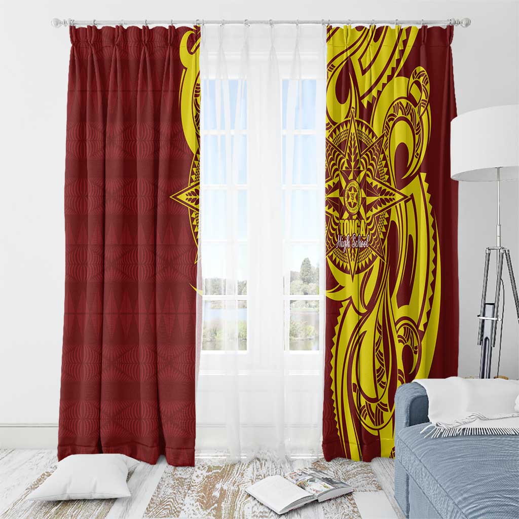 Personalised Tonga High School Window Curtain THS Tongan Ngatu Pattern - Polynesian Pride