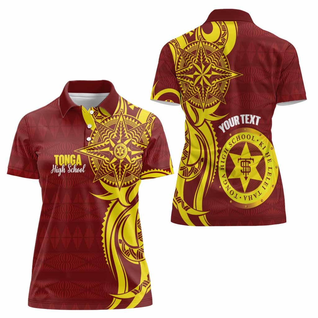 Personalised Tonga High School Women Polo Shirt THS Tongan Ngatu Pattern - Polynesian Pride