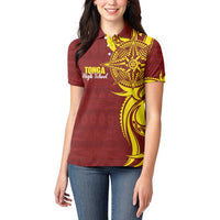 Personalised Tonga High School Women Polo Shirt THS Tongan Ngatu Pattern - Polynesian Pride