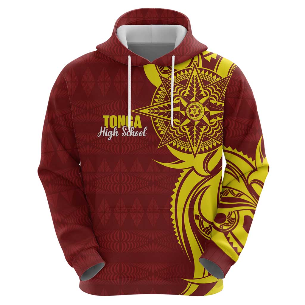 Personalised Tonga High School Zip Hoodie THS Tongan Ngatu Pattern - Polynesian Pride