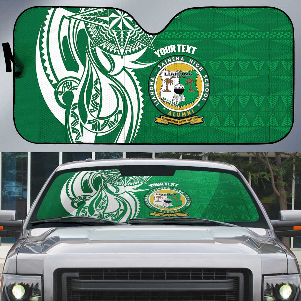 Personalised Liahona - Saineha High School Auto Sun Shade Tongan Ngatu Pattern - Polynesian Pride