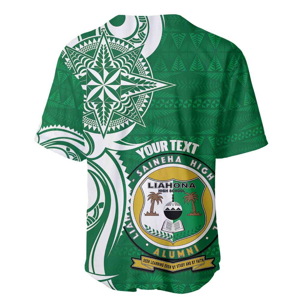 Personalised Liahona - Saineha High School Baseball Jersey Tongan Ngatu Pattern - Polynesian Pride