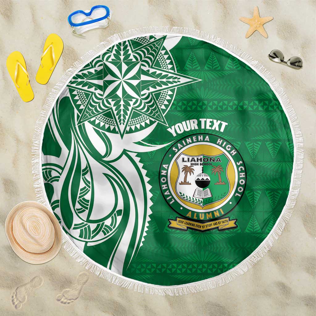 Personalised Liahona - Saineha High School Beach Blanket Tongan Ngatu Pattern - Polynesian Pride