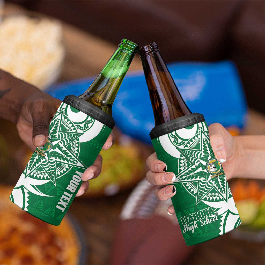 Personalised Liahona - Saineha High School 4 in 1 Can Cooler Tumbler Tongan Ngatu Pattern - Polynesian Pride