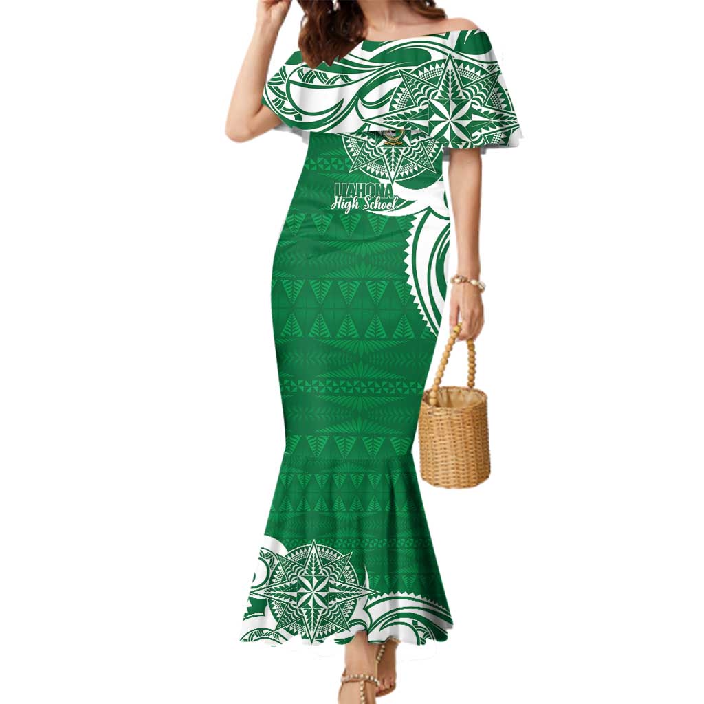 Personalised Liahona - Saineha High School Family Matching Mermaid Dress and Hawaiian Shirt Tongan Ngatu Pattern - Polynesian Pride