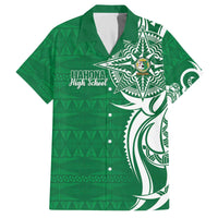 Personalised Liahona - Saineha High School Family Matching Off The Shoulder Long Sleeve Dress and Hawaiian Shirt Tongan Ngatu Pattern - Polynesian Pride