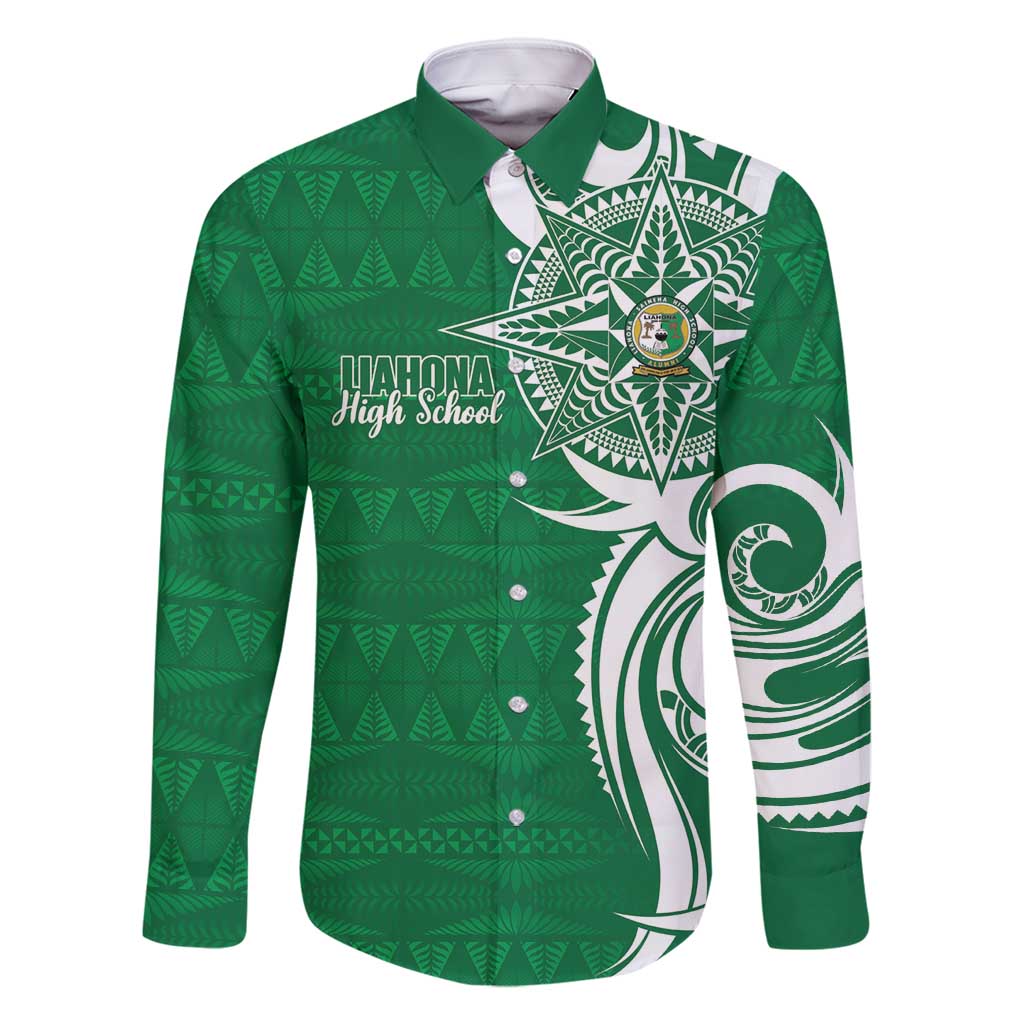 Personalised Liahona - Saineha High School Family Matching Off Shoulder Maxi Dress and Hawaiian Shirt Tongan Ngatu Pattern - Polynesian Pride