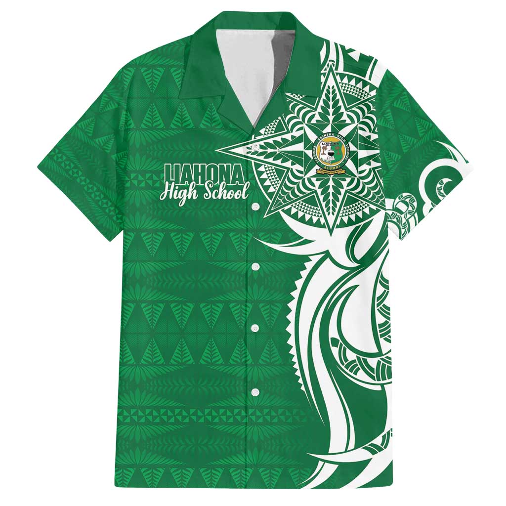 Personalised Liahona - Saineha High School Family Matching Off Shoulder Short Dress and Hawaiian Shirt Tongan Ngatu Pattern - Polynesian Pride