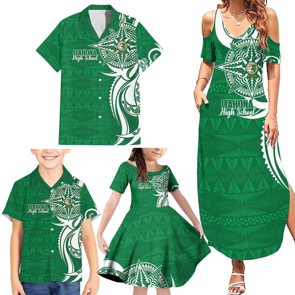 Personalised Liahona - Saineha High School Family Matching Summer Maxi Dress and Hawaiian Shirt Tongan Ngatu Pattern - Polynesian Pride