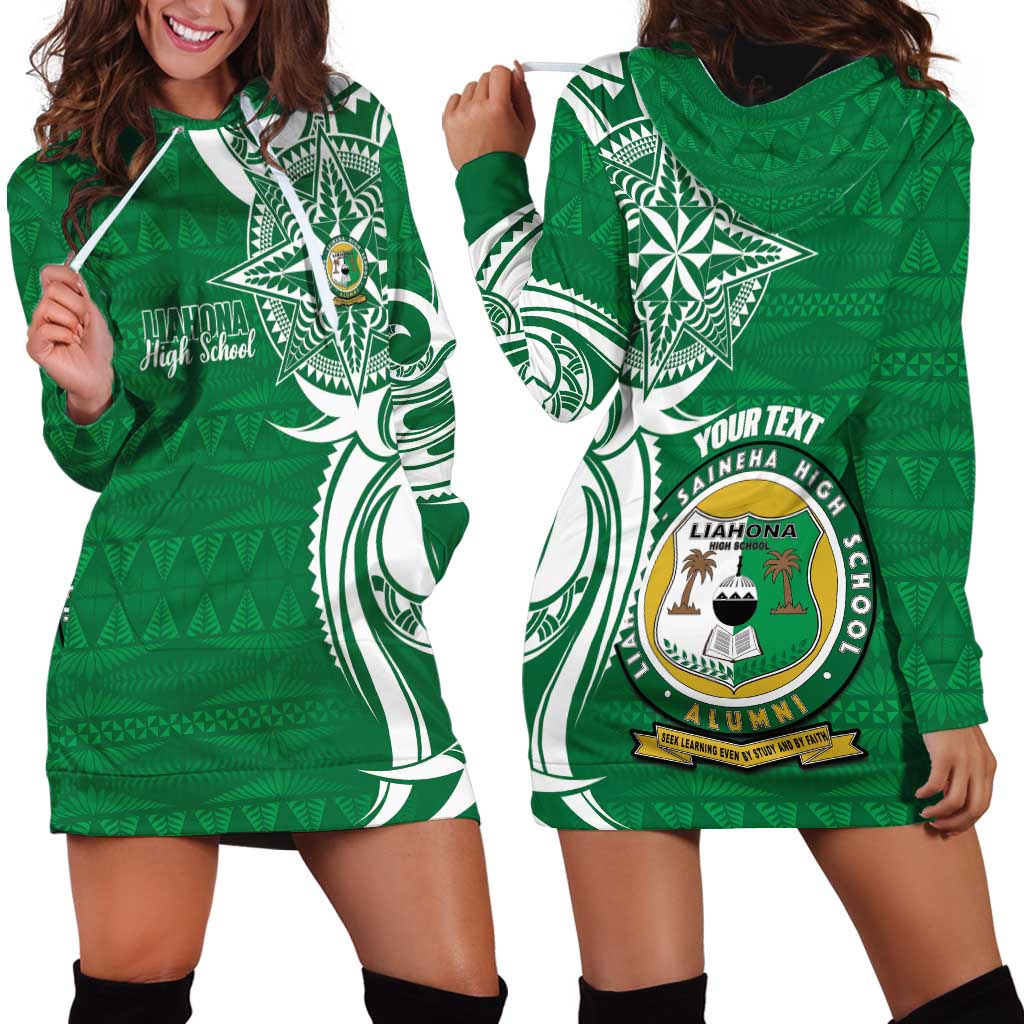 Personalised Liahona - Saineha High School Hoodie Dress Tongan Ngatu Pattern - Polynesian Pride