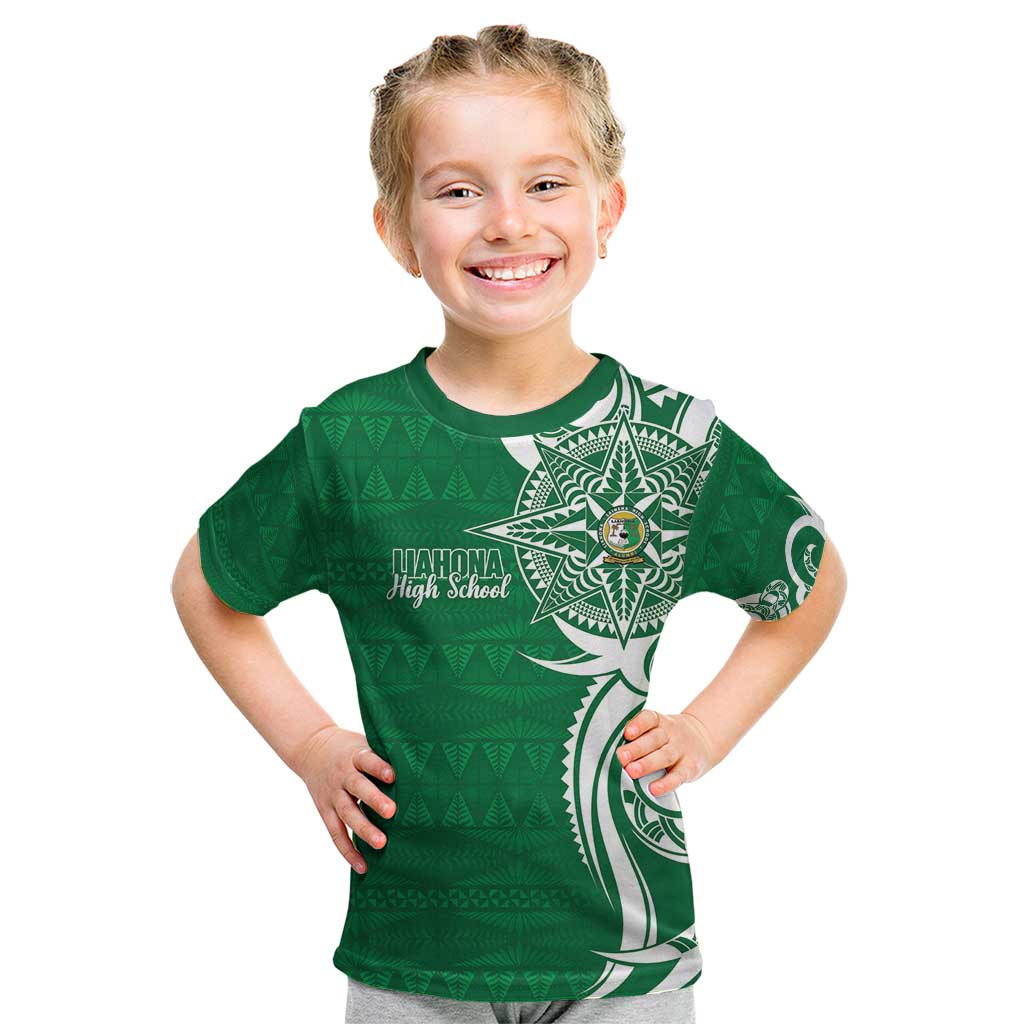 Personalised Liahona - Saineha High School Kid T Shirt Tongan Ngatu Pattern - Polynesian Pride