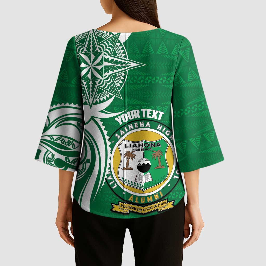 Personalised Liahona - Saineha High School Kimono Sleeve Blouse Tongan Ngatu Pattern - Polynesian Pride