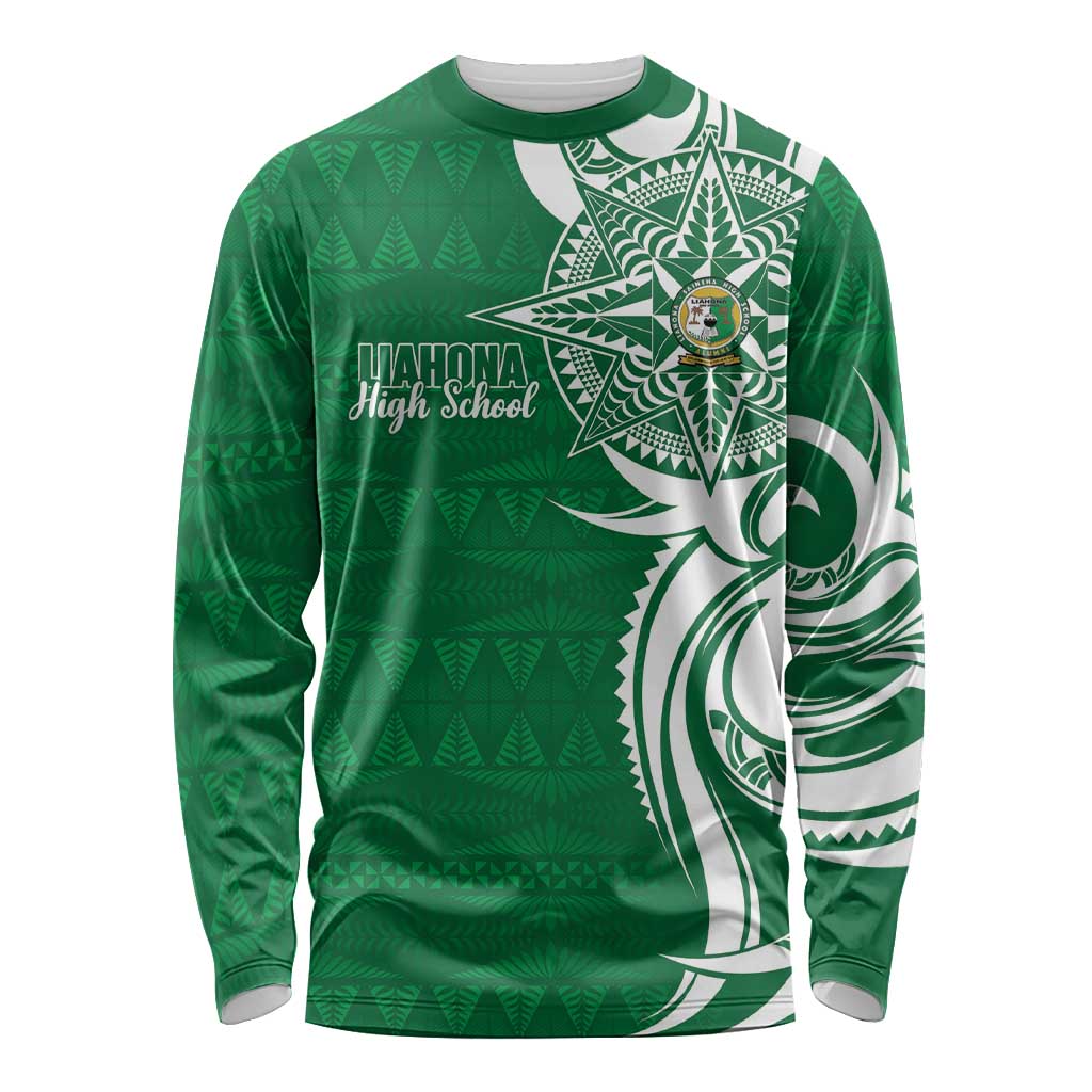 Personalised Liahona - Saineha High School Long Sleeve Shirt Tongan Ngatu Pattern - Polynesian Pride