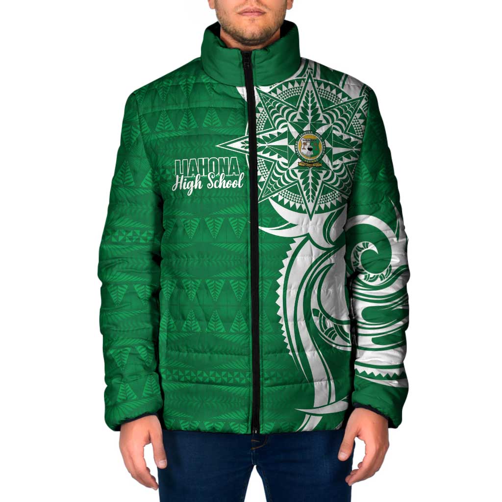 Personalised Liahona - Saineha High School Padded Jacket Tongan Ngatu Pattern - Polynesian Pride