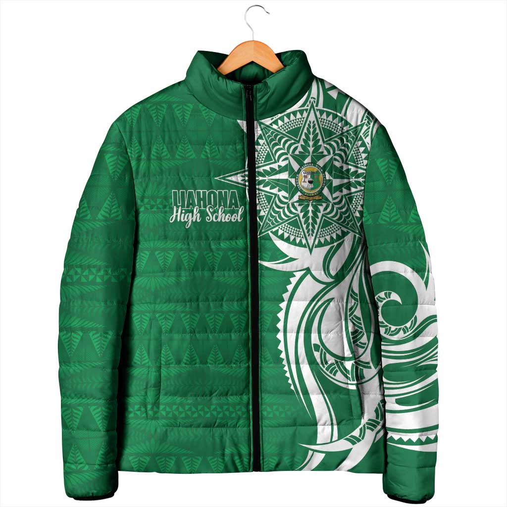 Personalised Liahona - Saineha High School Padded Jacket Tongan Ngatu Pattern - Polynesian Pride