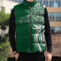 Personalised Liahona - Saineha High School Sleeveless Puffer Jacket Tongan Ngatu Pattern - Polynesian Pride