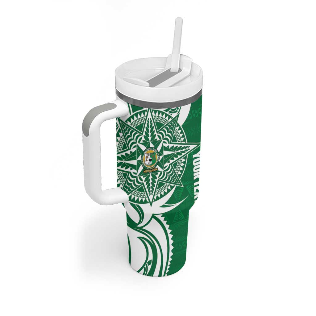 Personalised Liahona - Saineha High School Tumbler With Handle Tongan Ngatu Pattern - Polynesian Pride