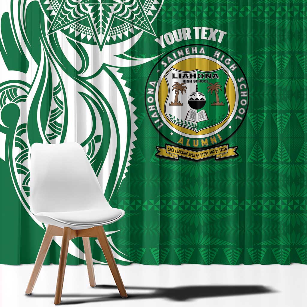 Personalised Liahona - Saineha High School Window Curtain Tongan Ngatu Pattern - Polynesian Pride