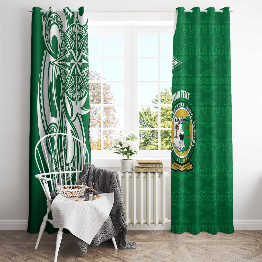 Personalised Liahona - Saineha High School Window Curtain Tongan Ngatu Pattern - Polynesian Pride