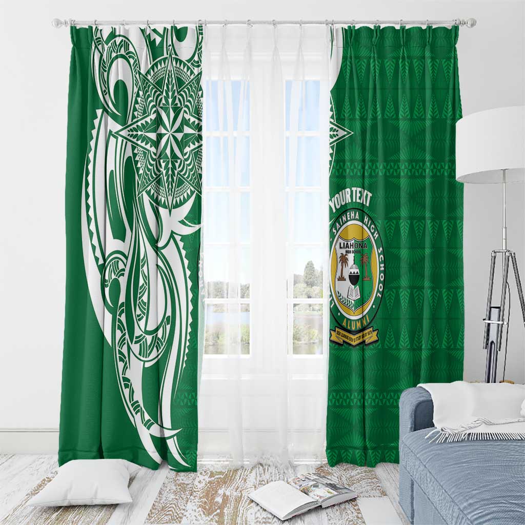 Personalised Liahona - Saineha High School Window Curtain Tongan Ngatu Pattern - Polynesian Pride