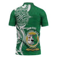Personalised Liahona - Saineha High School Zipper Polo Shirt Tongan Ngatu Pattern - Polynesian Pride
