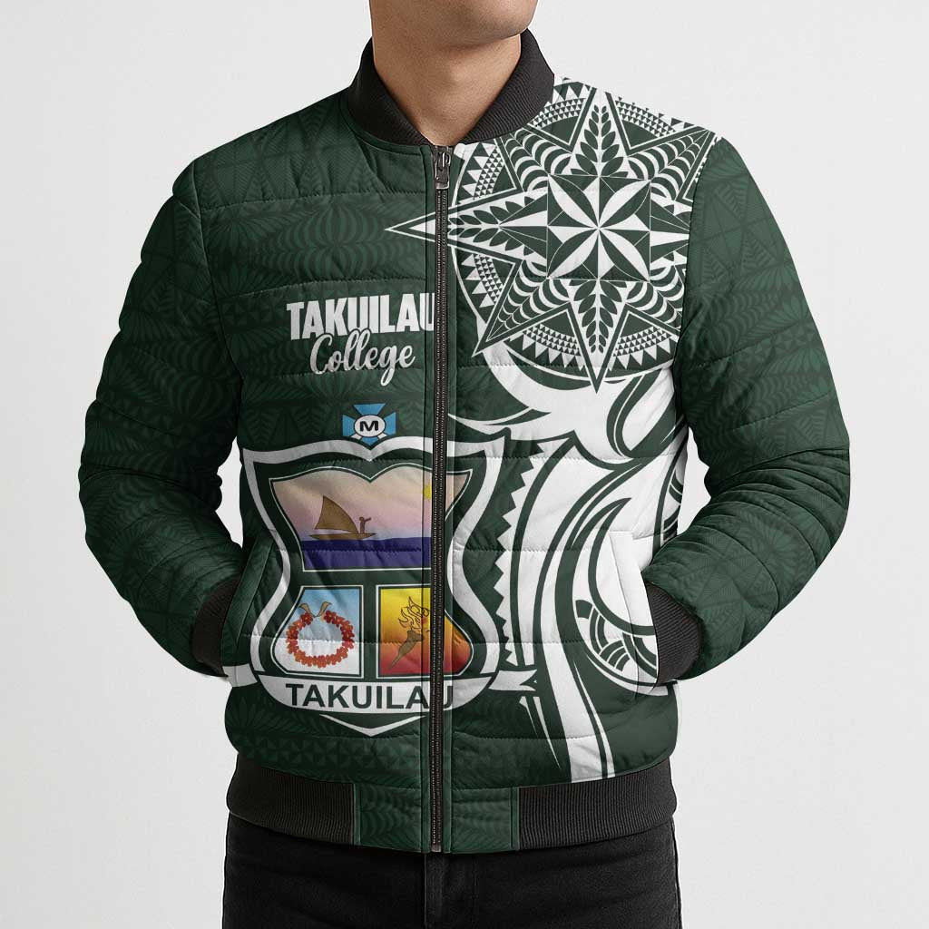 Personalised Tonga Takuilau College Bomber Puffer Jacket Est 1975 Tongan Ngatu Pattern - Polynesian Pride