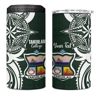 Personalised Tonga Takuilau College 4 in 1 Can Cooler Tumbler Est 1975 Tongan Ngatu Pattern - Polynesian Pride