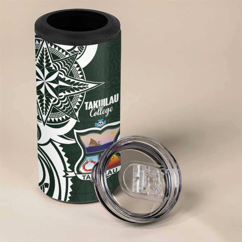 Personalised Tonga Takuilau College 4 in 1 Can Cooler Tumbler Est 1975 Tongan Ngatu Pattern - Polynesian Pride