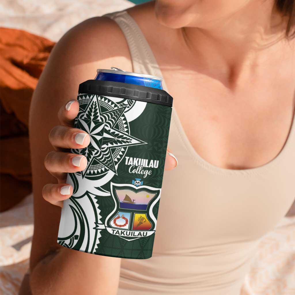 Personalised Tonga Takuilau College 4 in 1 Can Cooler Tumbler Est 1975 Tongan Ngatu Pattern - Polynesian Pride
