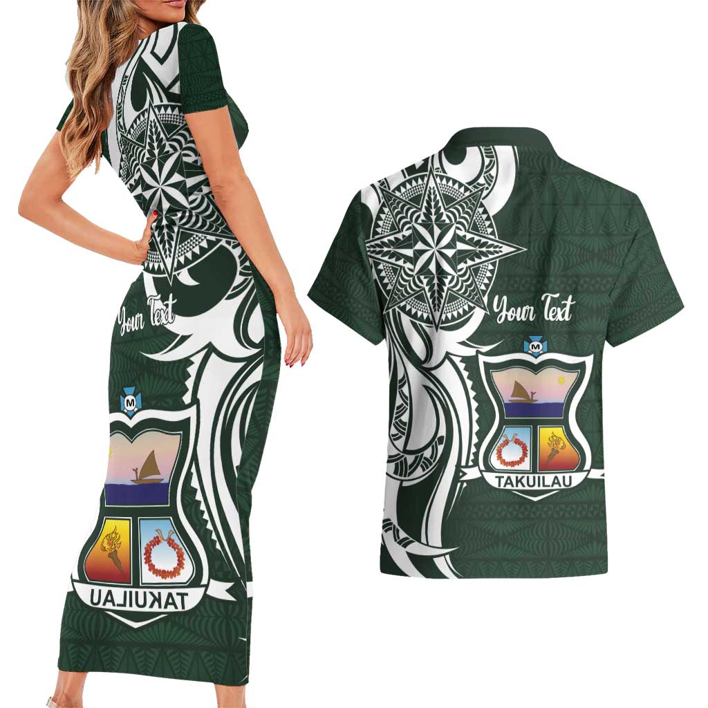 Personalised Tonga Takuilau College Couples Matching Short Sleeve Bodycon Dress and Hawaiian Shirt Est 1975 Tongan Ngatu Pattern - Polynesian Pride