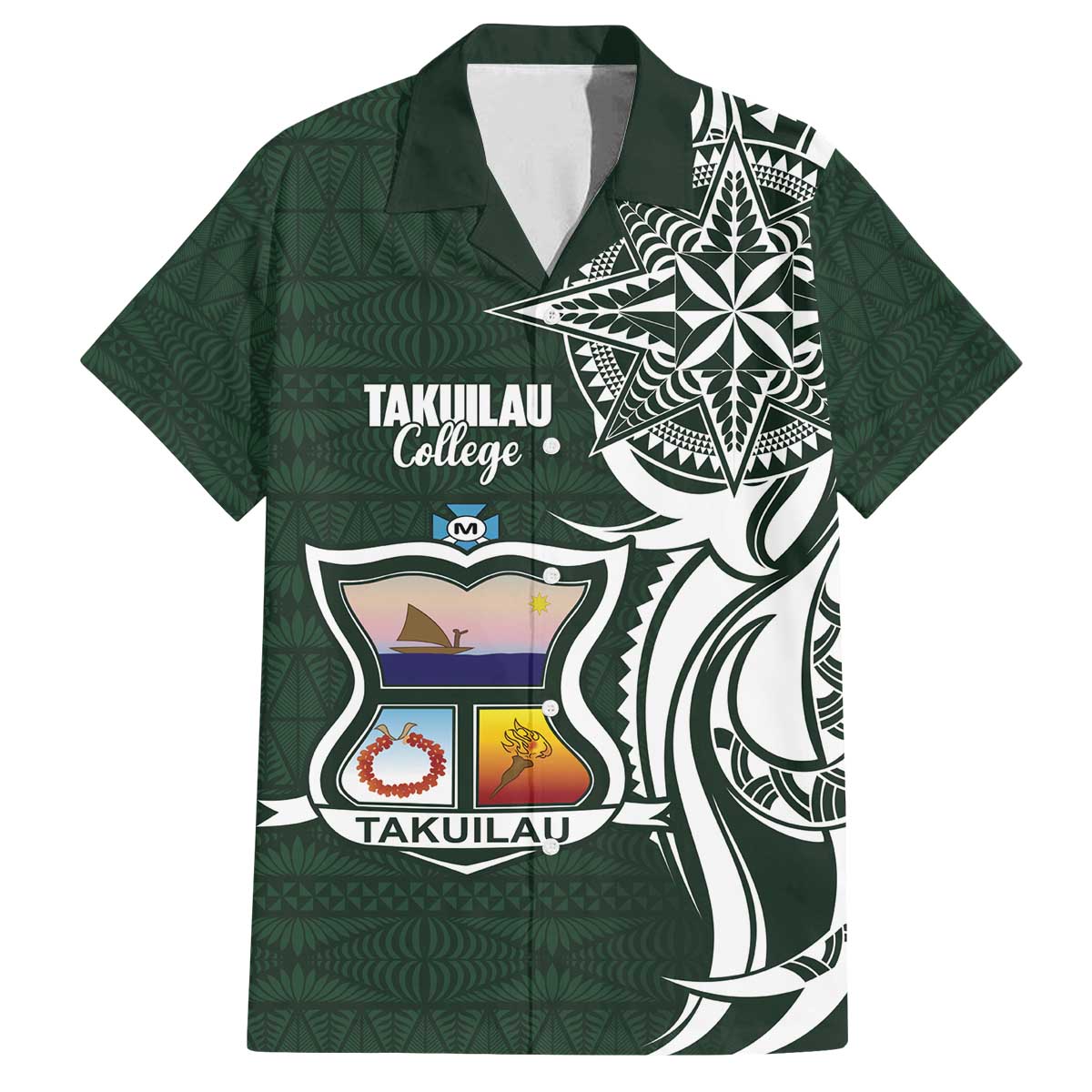 Personalised Tonga Takuilau College Family Matching Off The Shoulder Long Sleeve Dress and Hawaiian Shirt Est 1975 Tongan Ngatu Pattern - Polynesian Pride