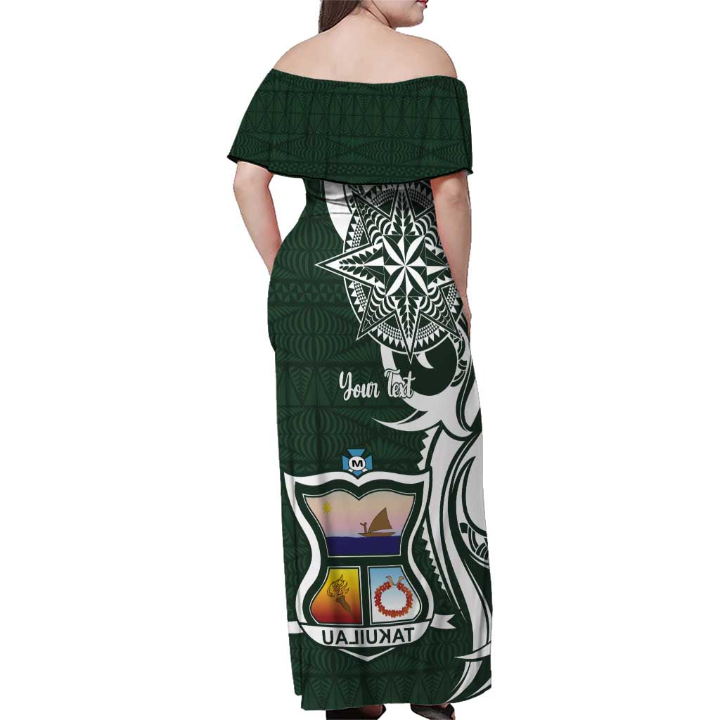 Personalised Tonga Takuilau College Family Matching Off Shoulder Maxi Dress and Hawaiian Shirt Est 1975 Tongan Ngatu Pattern - Polynesian Pride