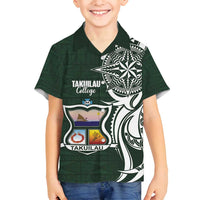 Personalised Tonga Takuilau College Family Matching Off Shoulder Short Dress and Hawaiian Shirt Est 1975 Tongan Ngatu Pattern - Polynesian Pride