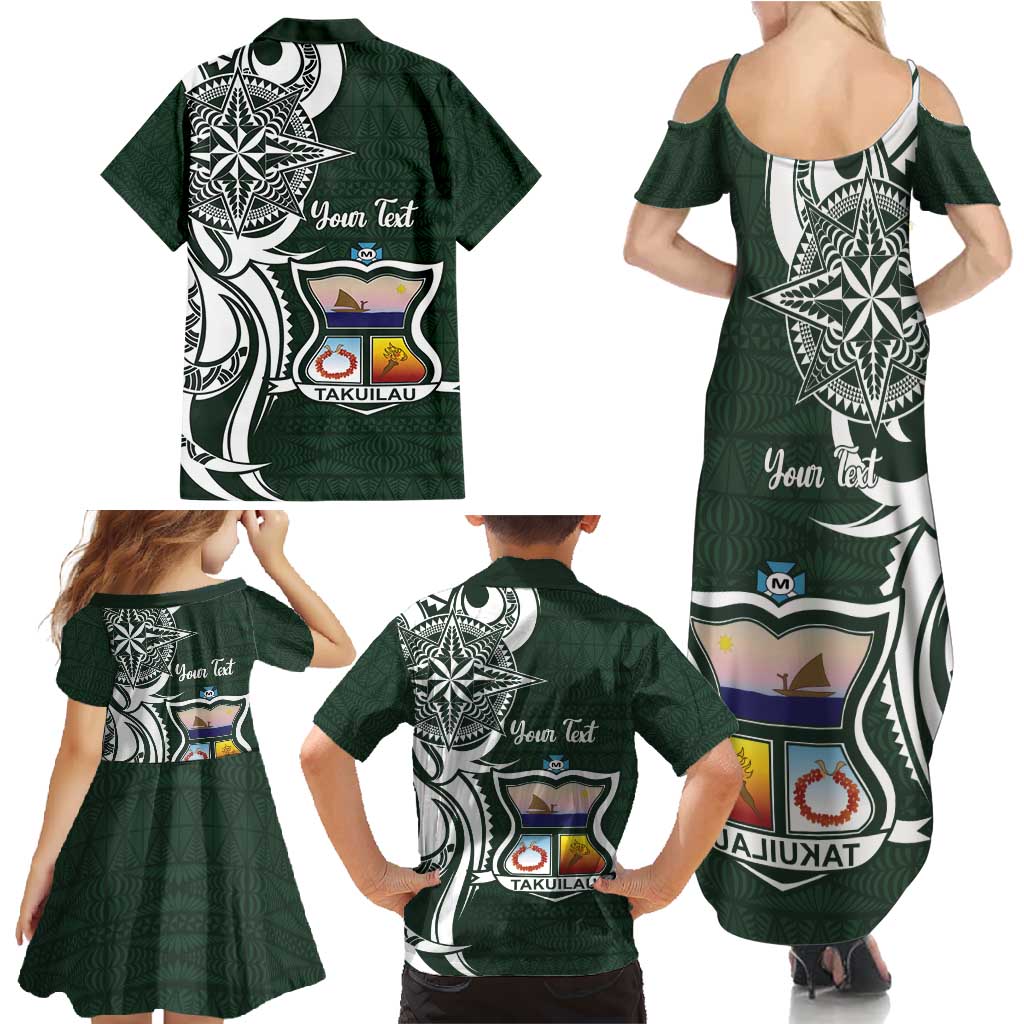 Personalised Tonga Takuilau College Family Matching Summer Maxi Dress and Hawaiian Shirt Est 1975 Tongan Ngatu Pattern - Polynesian Pride