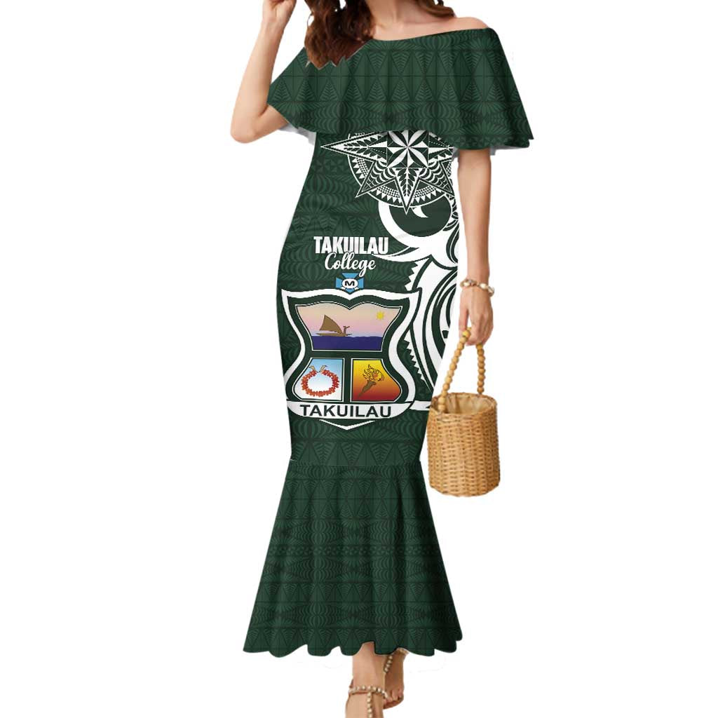 Personalised Tonga Takuilau College Mermaid Dress Est 1975 Tongan Ngatu Pattern - Polynesian Pride