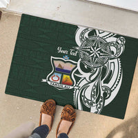 Personalised Tonga Takuilau College Rubber Doormat Est 1975 Tongan Ngatu Pattern - Polynesian Pride