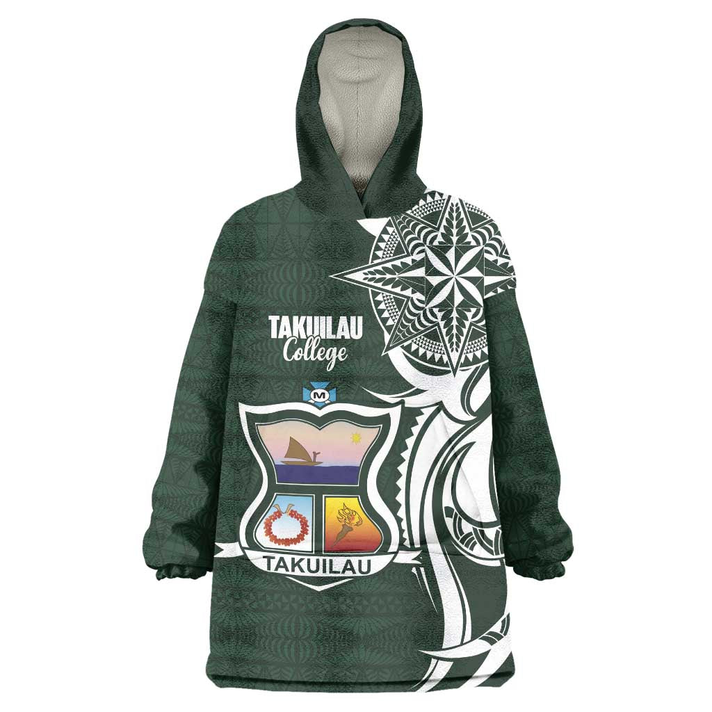 Personalised Tonga Takuilau College Wearable Blanket Hoodie Est 1975 Tongan Ngatu Pattern - Polynesian Pride