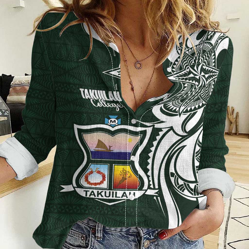 Personalised Tonga Takuilau College Women Casual Shirt Est 1975 Tongan Ngatu Pattern - Polynesian Pride