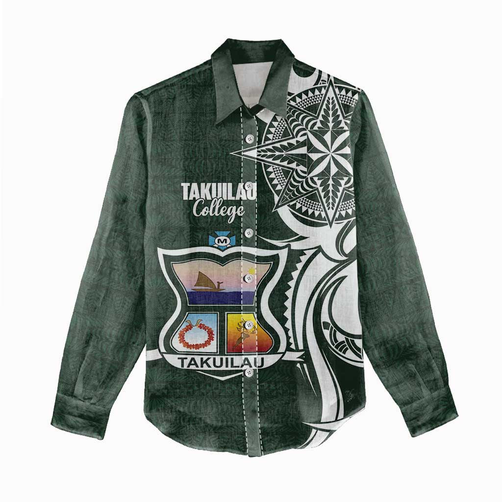 Personalised Tonga Takuilau College Women Casual Shirt Est 1975 Tongan Ngatu Pattern - Polynesian Pride