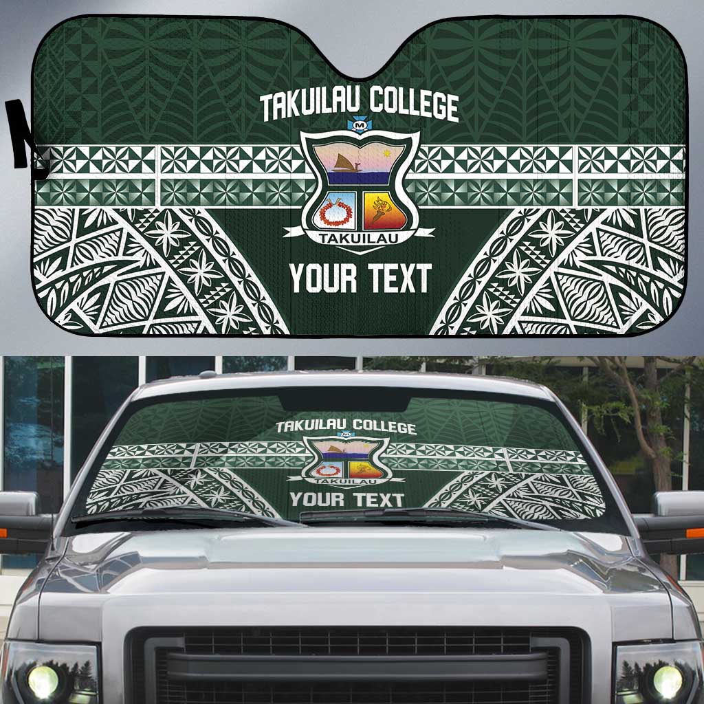 Personalised Tonga Takuilau College Auto Sun Shade 50th Anniversary Ngatu Kupesi - Polynesian Pride