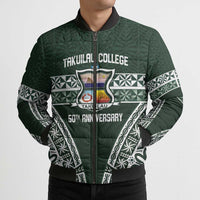 Personalised Tonga Takuilau College Bomber Puffer Jacket 50th Anniversary Ngatu Kupesi - Polynesian Pride