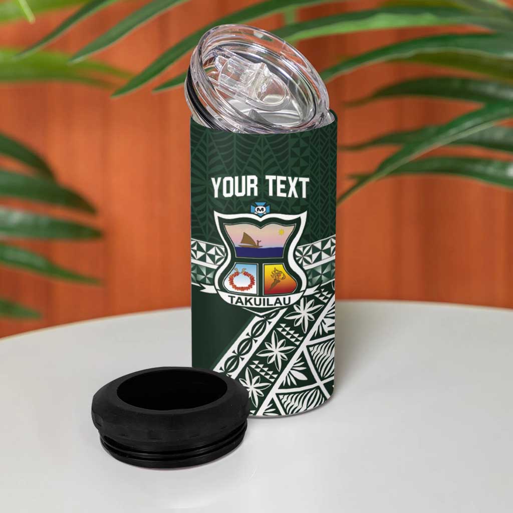 Personalised Tonga Takuilau College 4 in 1 Can Cooler Tumbler 50th Anniversary Ngatu Kupesi - Polynesian Pride