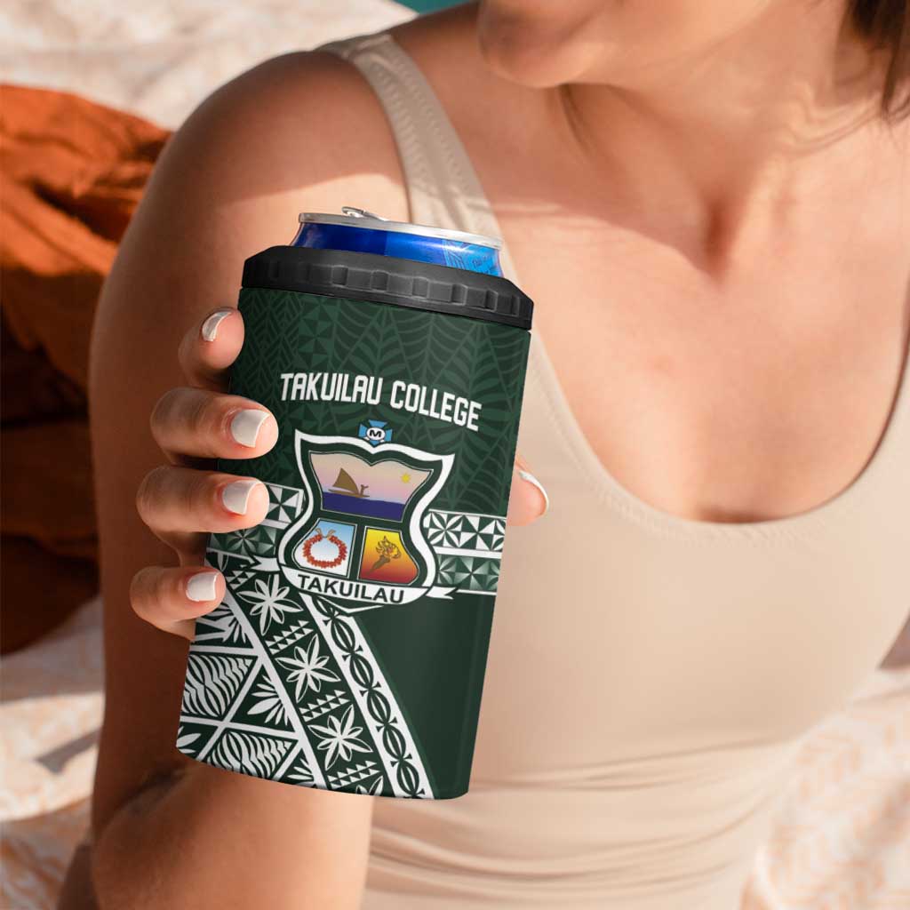 Personalised Tonga Takuilau College 4 in 1 Can Cooler Tumbler 50th Anniversary Ngatu Kupesi - Polynesian Pride