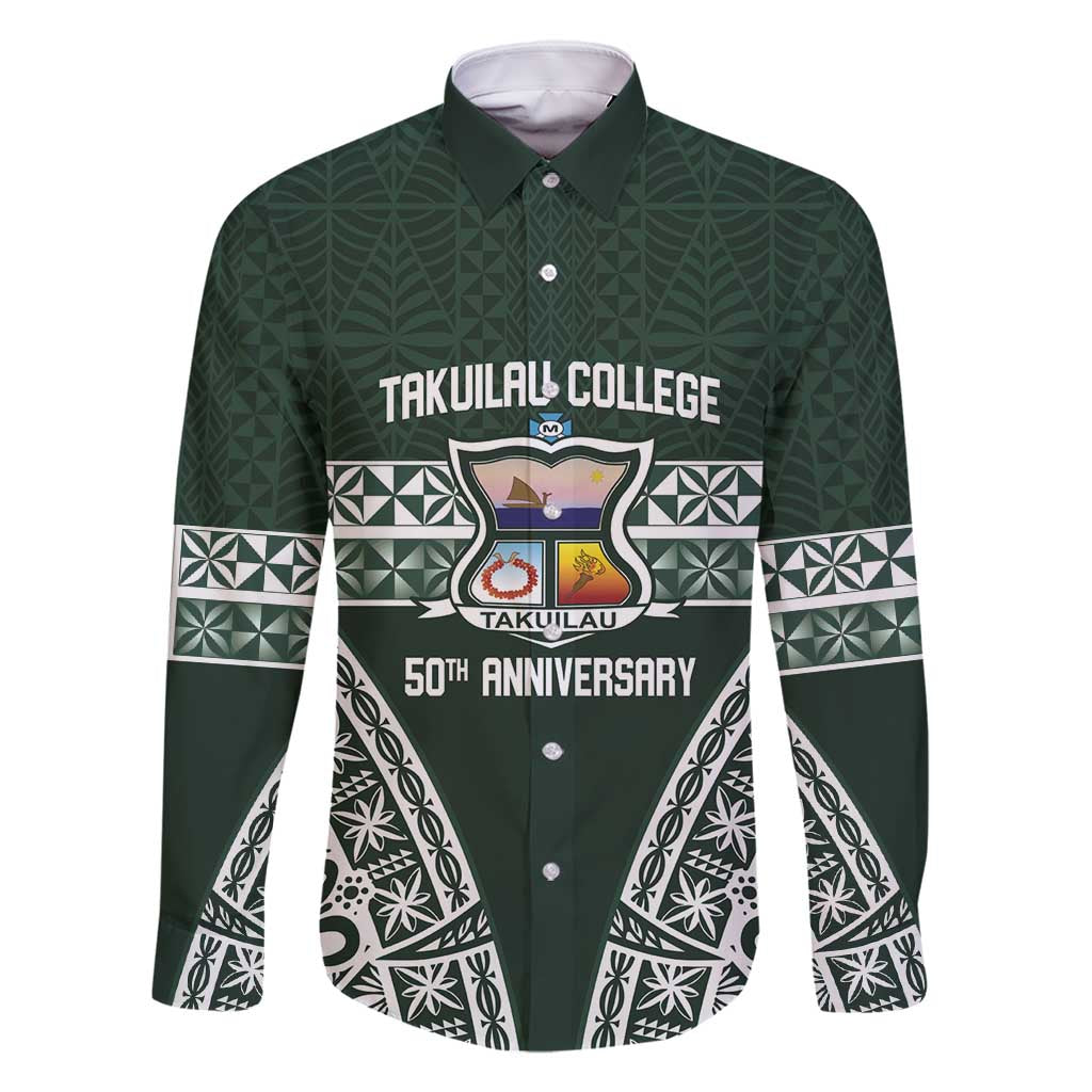 Personalised Tonga Takuilau College Family Matching Long Sleeve Bodycon Dress and Hawaiian Shirt 50th Anniversary Ngatu Kupesi - Polynesian Pride