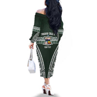 Personalised Tonga Takuilau College Family Matching Off The Shoulder Long Sleeve Dress and Hawaiian Shirt 50th Anniversary Ngatu Kupesi - Polynesian Pride