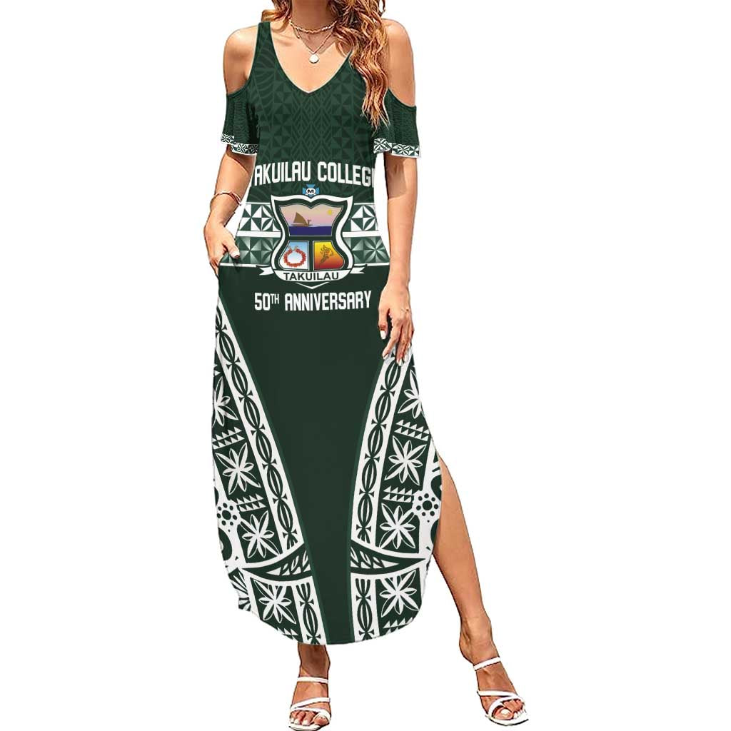 Personalised Tonga Takuilau College Family Matching Summer Maxi Dress and Hawaiian Shirt 50th Anniversary Ngatu Kupesi - Polynesian Pride