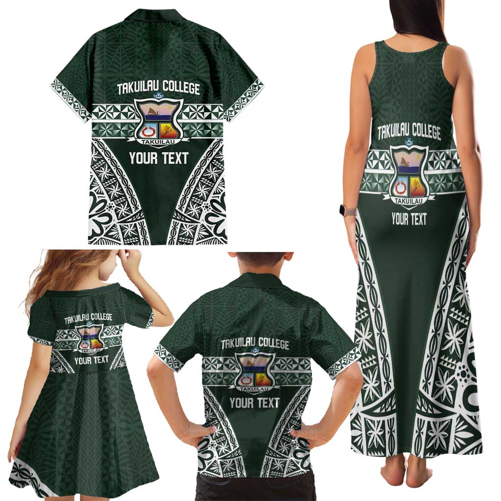 Personalised Tonga Takuilau College Family Matching Tank Maxi Dress and Hawaiian Shirt 50th Anniversary Ngatu Kupesi - Polynesian Pride